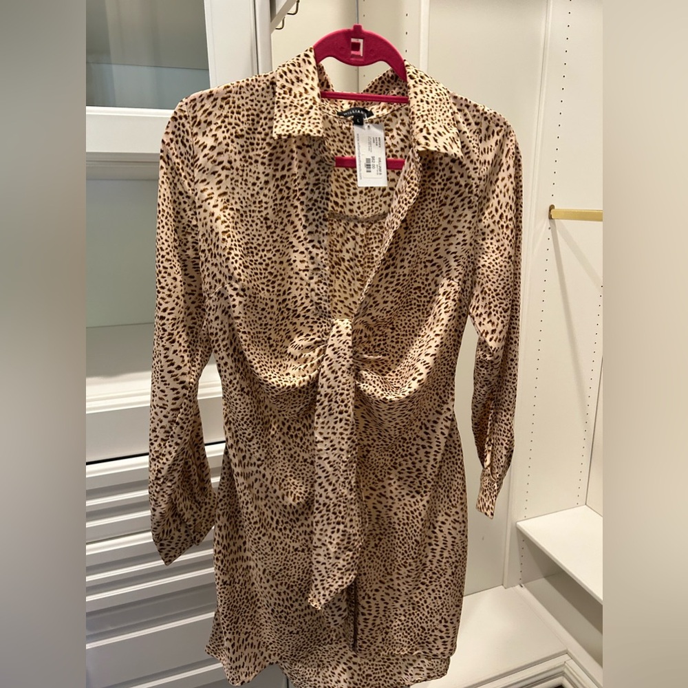 William B Cheetah Print Button Up Fitted Dress